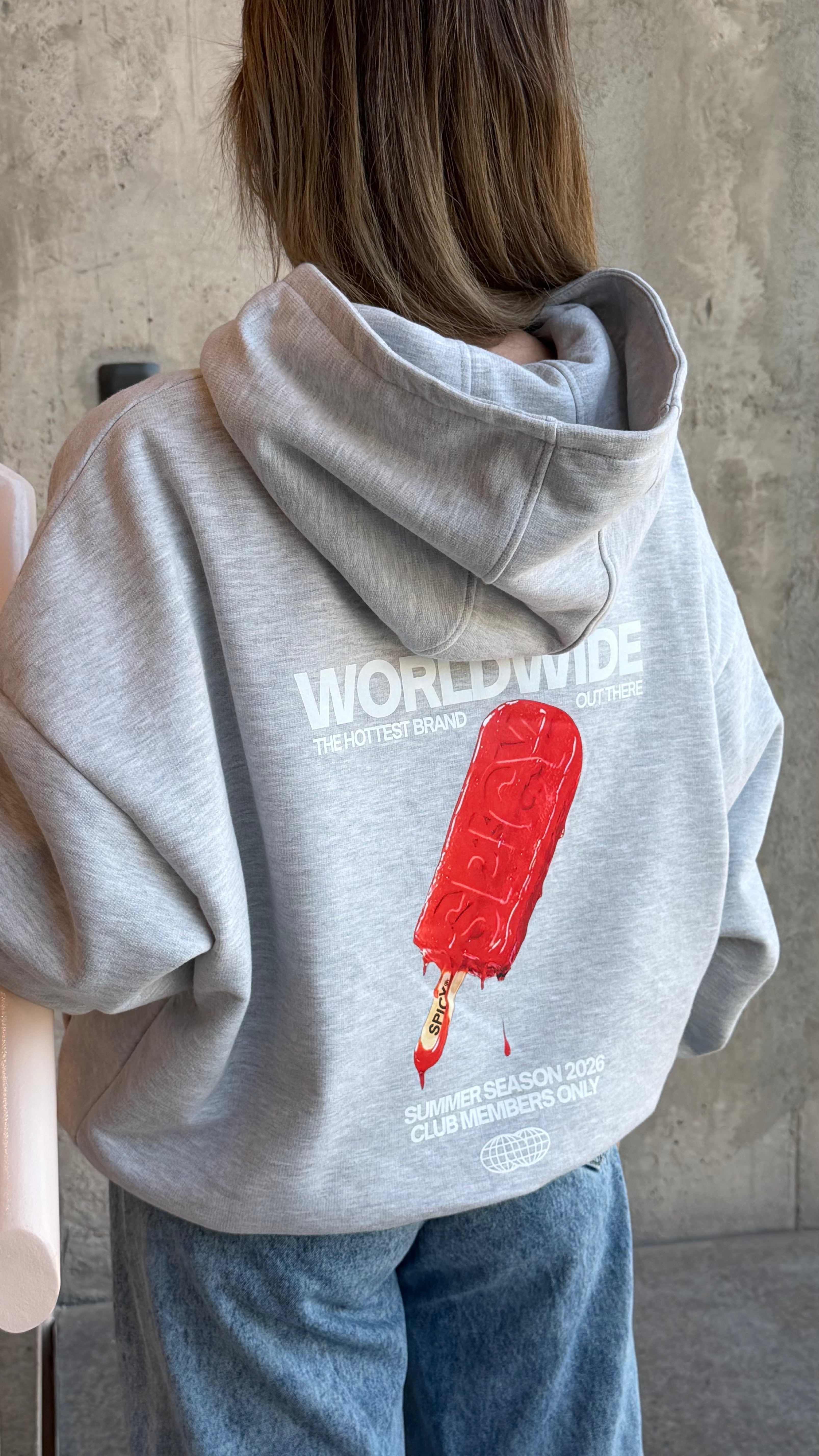 ICE CREAM HOODIE GRIS MELANGE