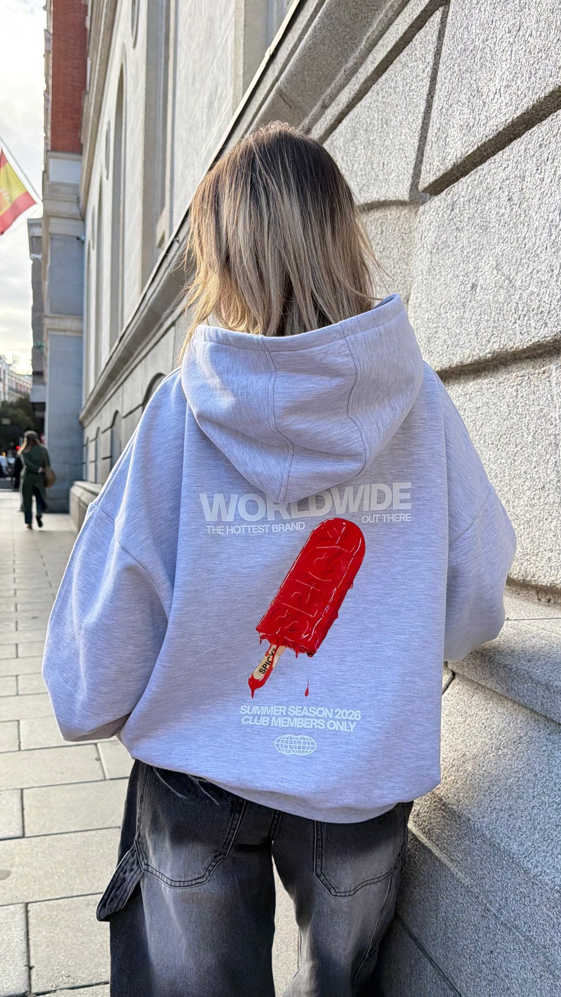 ICE CREAM HOODIE GRIS MELANGE