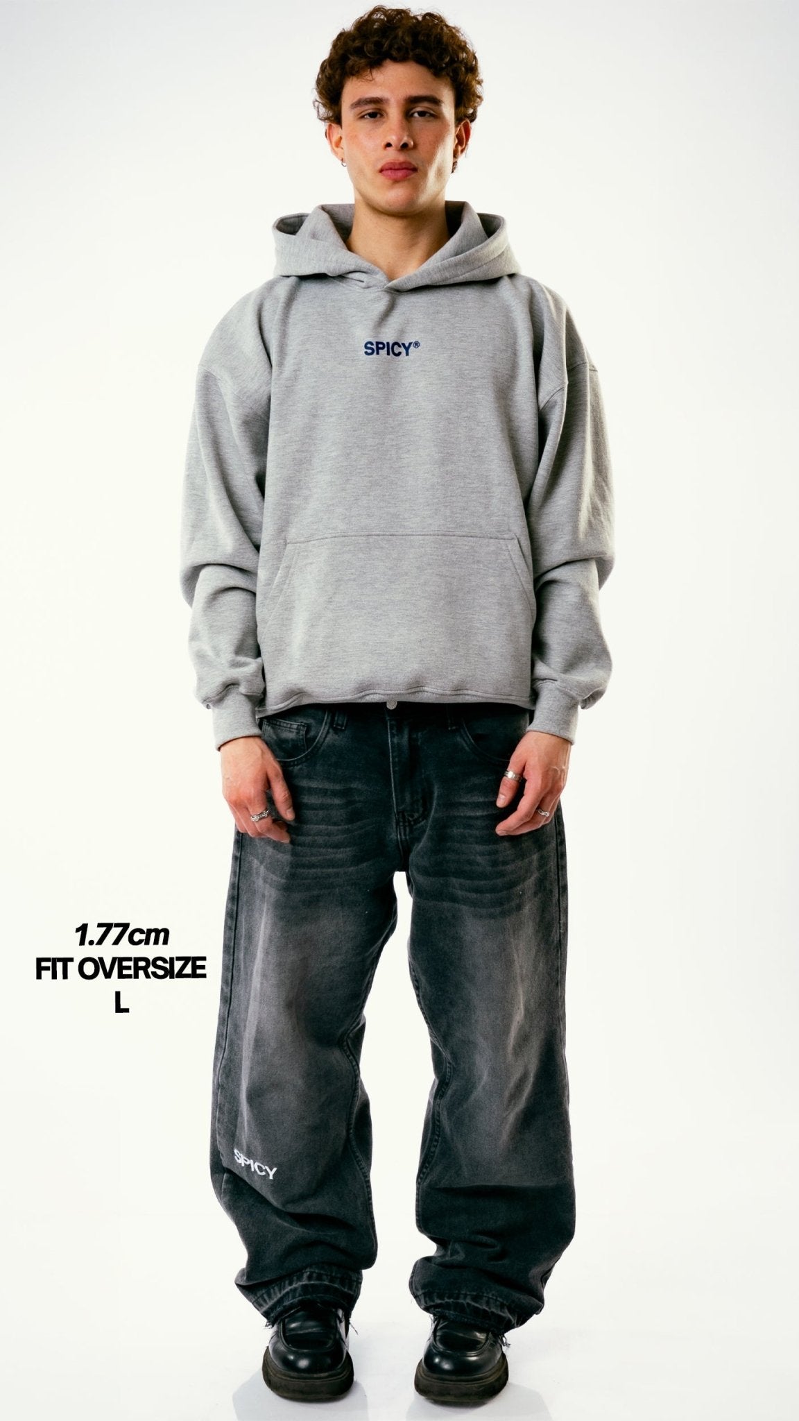 BLUE STAR HOODIE GRIS MELANGE - Spicy
