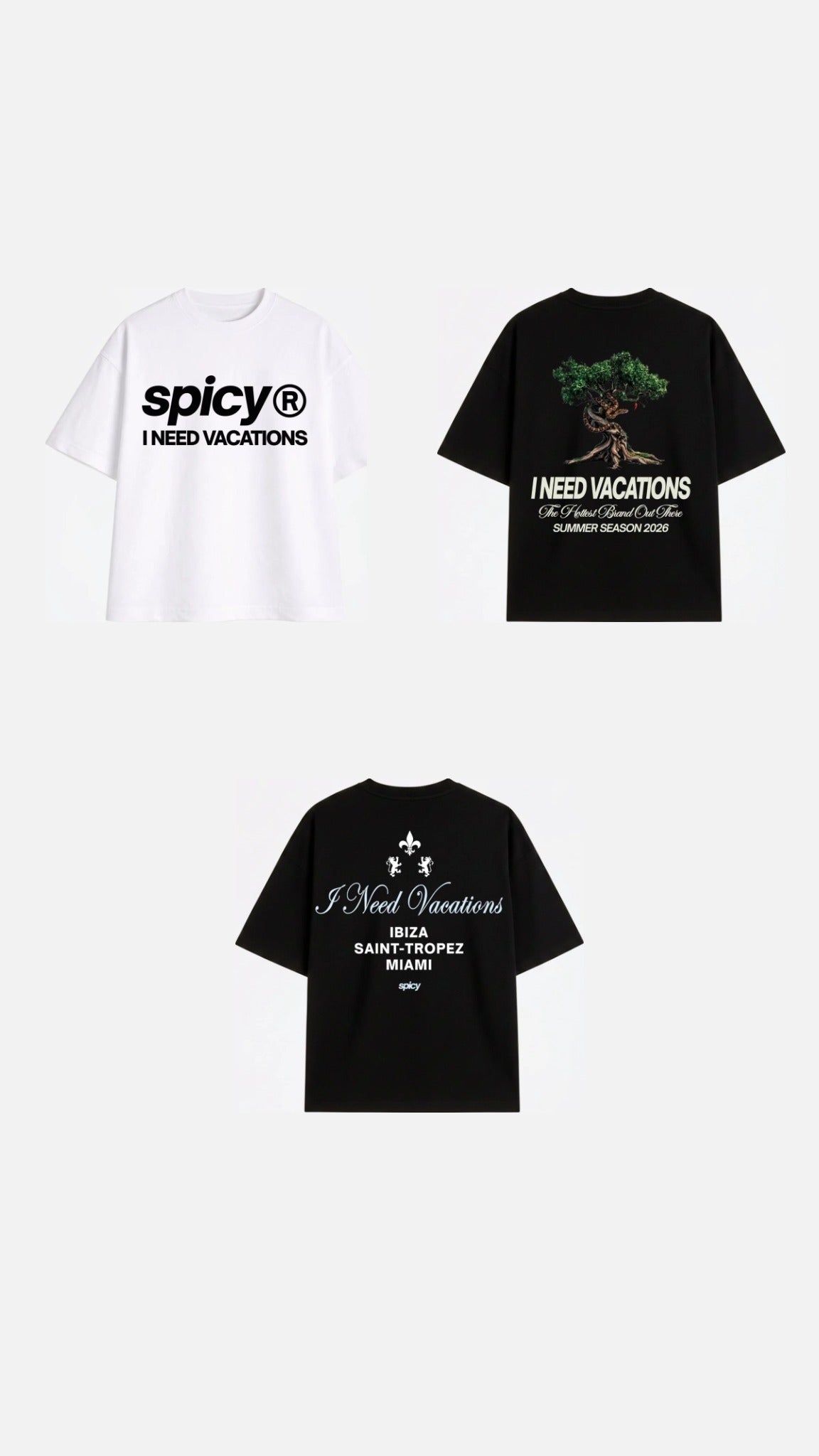 Pack 3 Poleras: REGISTERED, ADAN Y EVA y TRIUMPH