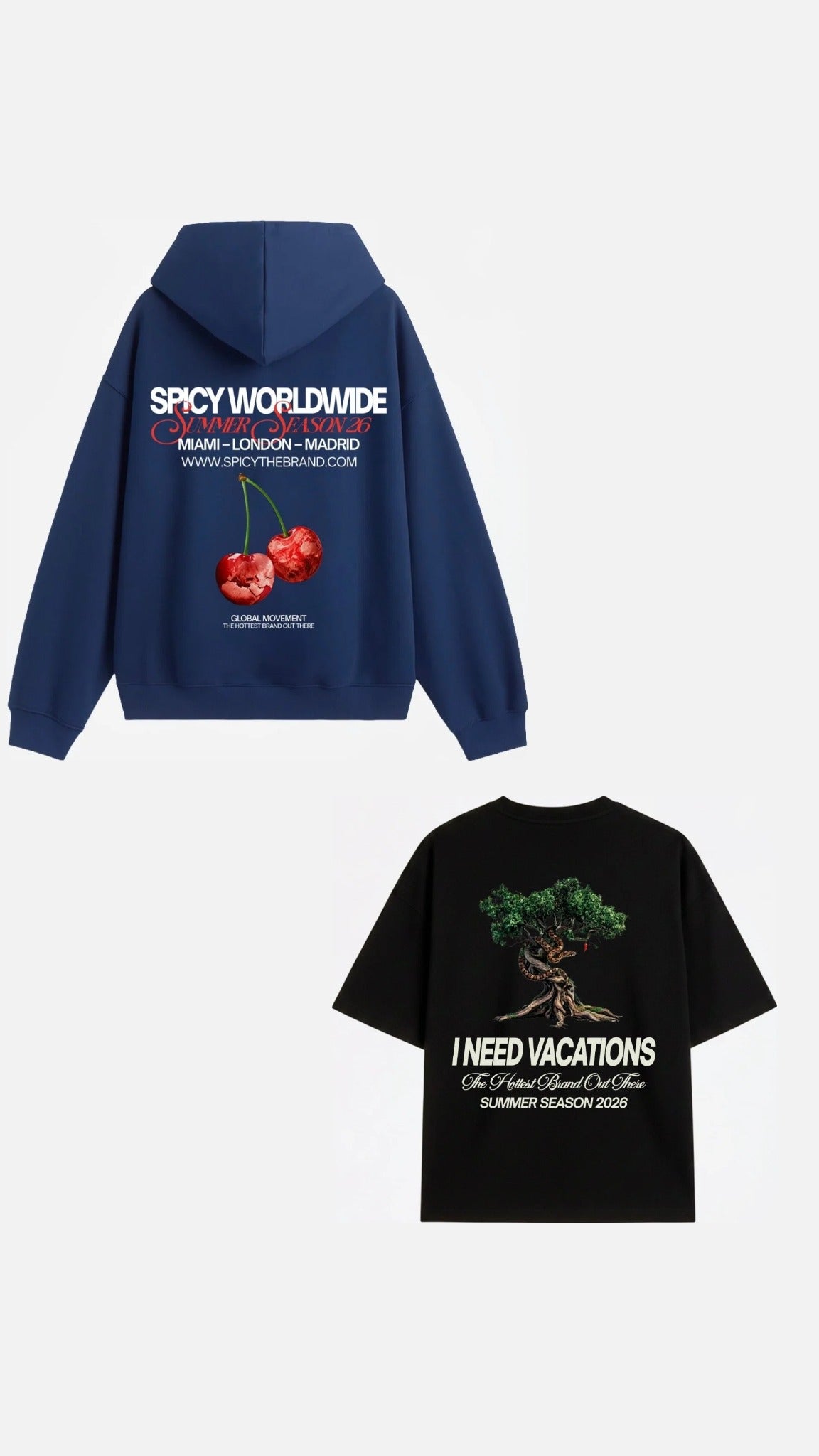 Pack Uniforme Cherryverse: hoodie CHERRYVERSE AZUL MARINO mas polera ADAN Y EVA