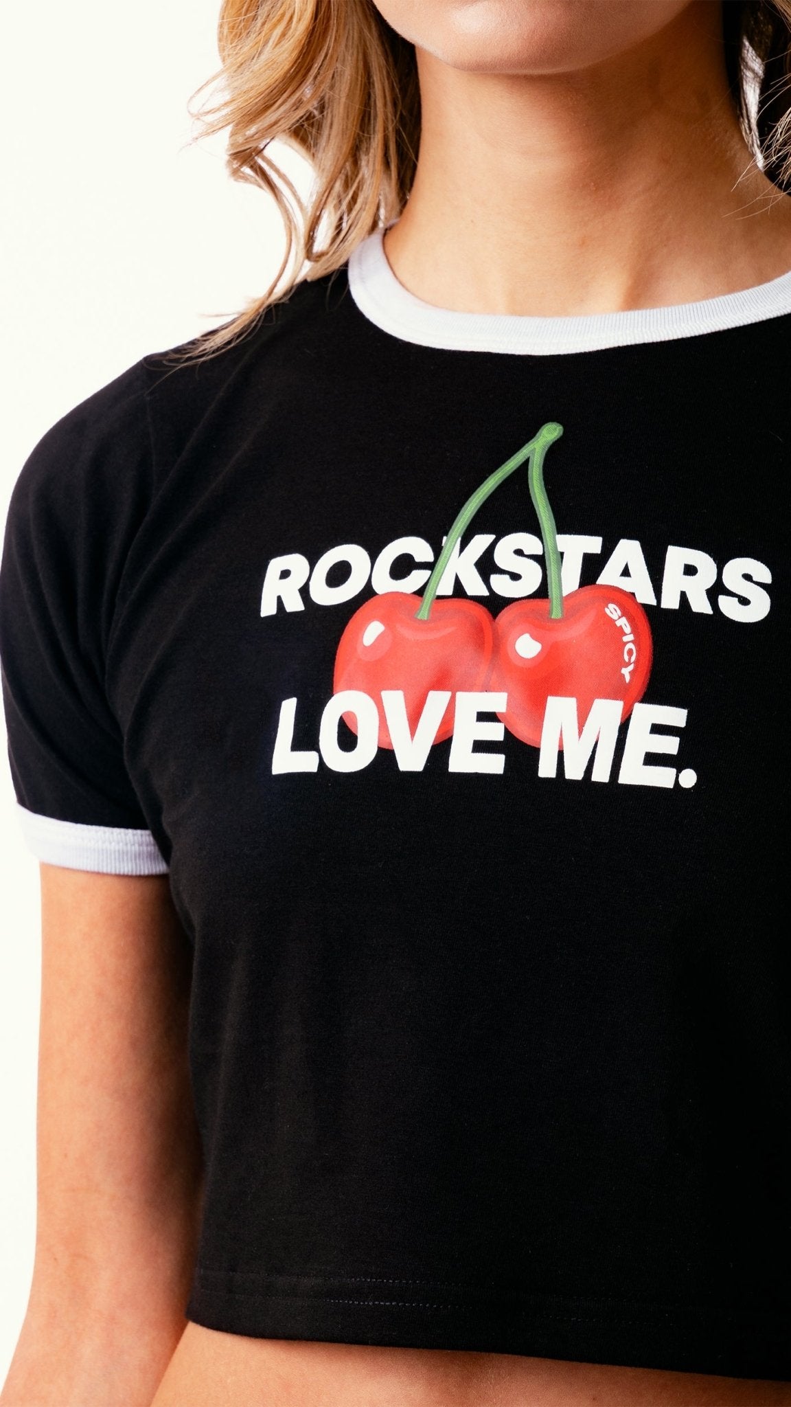 ROCKSTARS BABY TEE NEGRA - Spicy