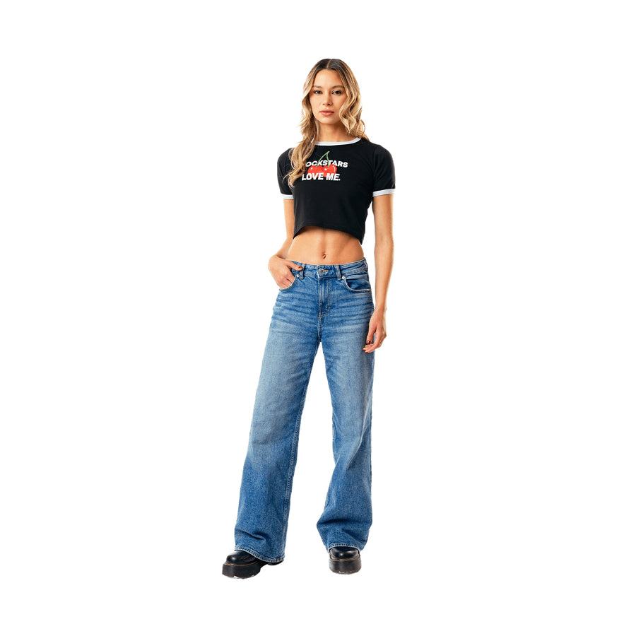 ROCKSTARS BABY TEE NEGRA - Spicy